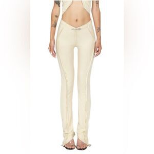 Sami Miro Vintage Mesh Asymmetric Leggings Beige Size XL Deconstructed